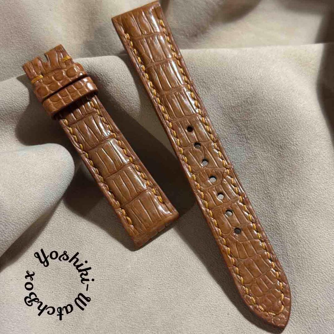 cro-1832 クロコダイル 腕時計ベルトライトブラウン ラグ幅18mm