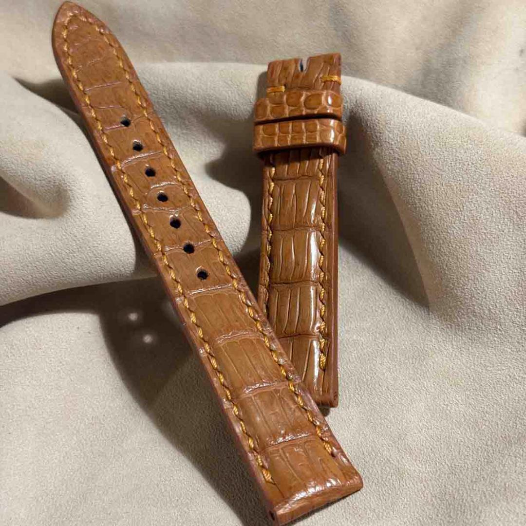 cro-1832 クロコダイル 腕時計ベルトライトブラウン ラグ幅18mm