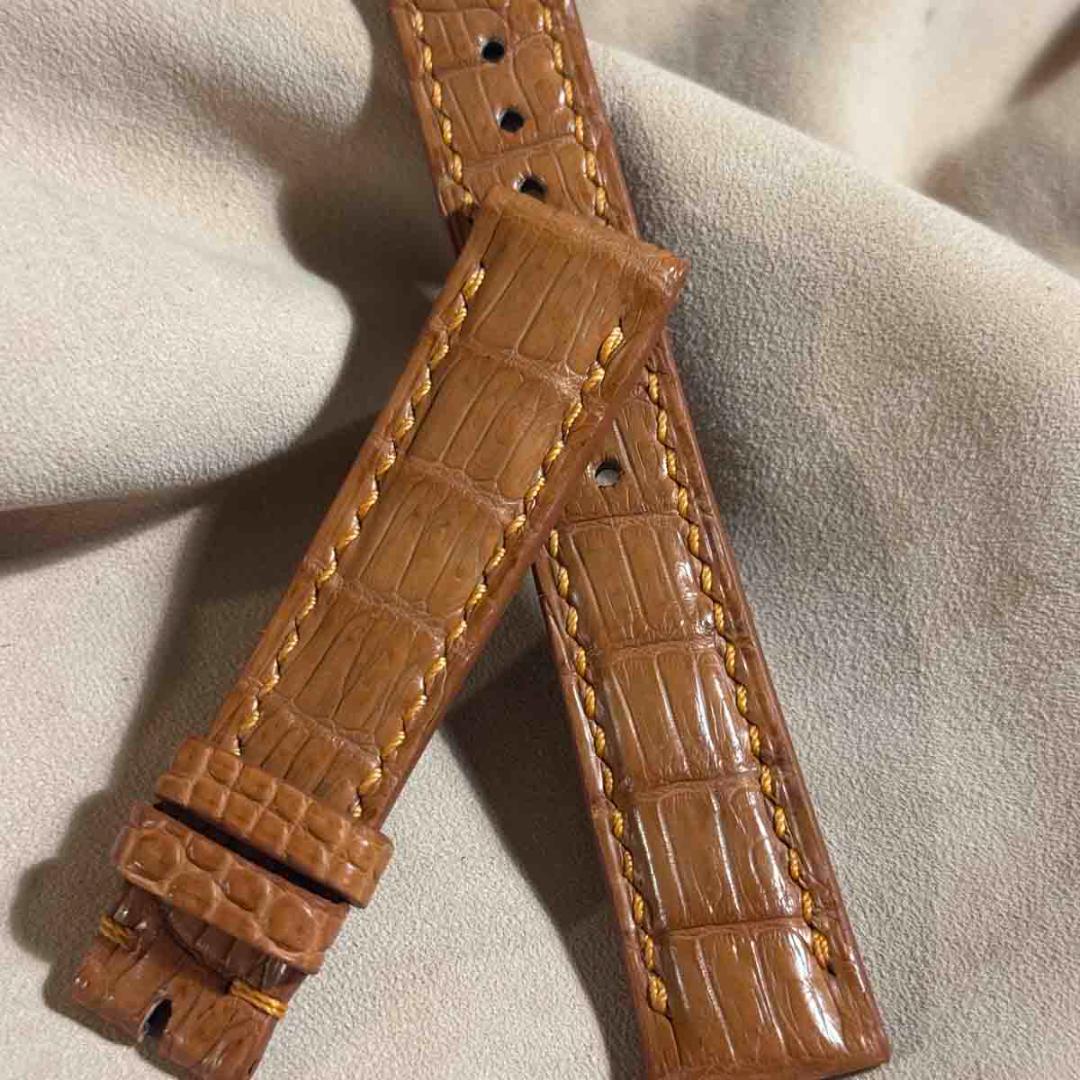 cro-1832 クロコダイル 腕時計ベルトライトブラウン ラグ幅18mm