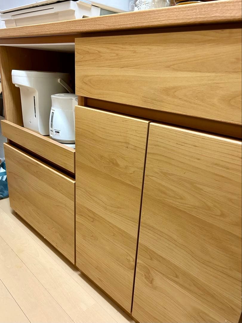 【最終値下げ　引っ越し】大川家具　ナチュラルウッド 食器棚 収納