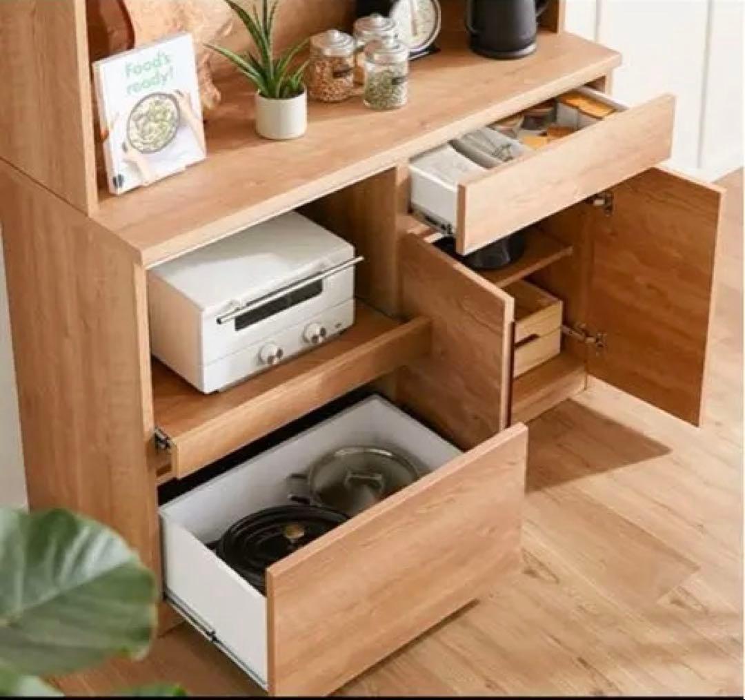 【最終値下げ　引っ越し】大川家具　ナチュラルウッド 食器棚 収納