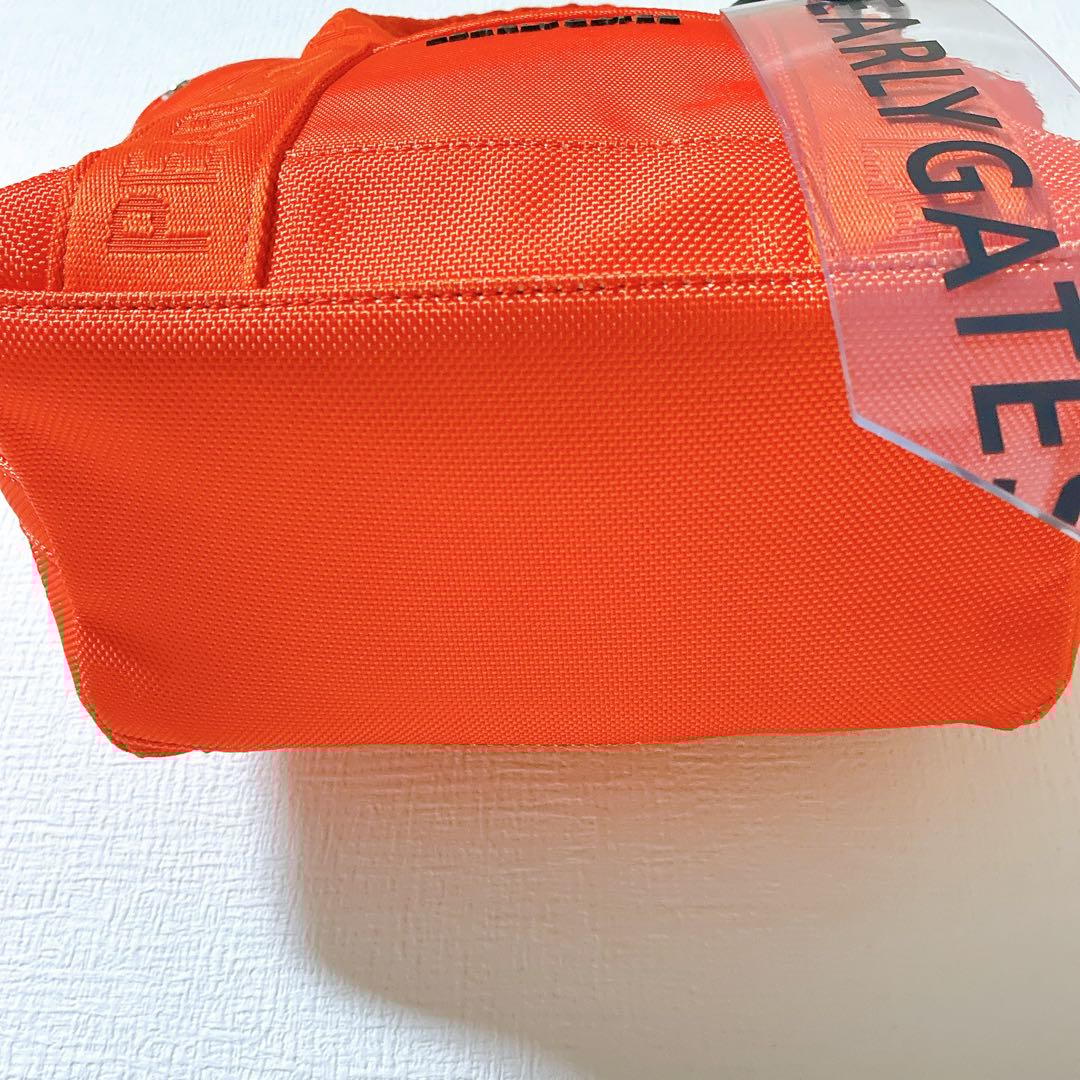 極美品 パーリーゲイツ ゴルフバッグ オレンジ ロゴチャーム付きカートバッグ