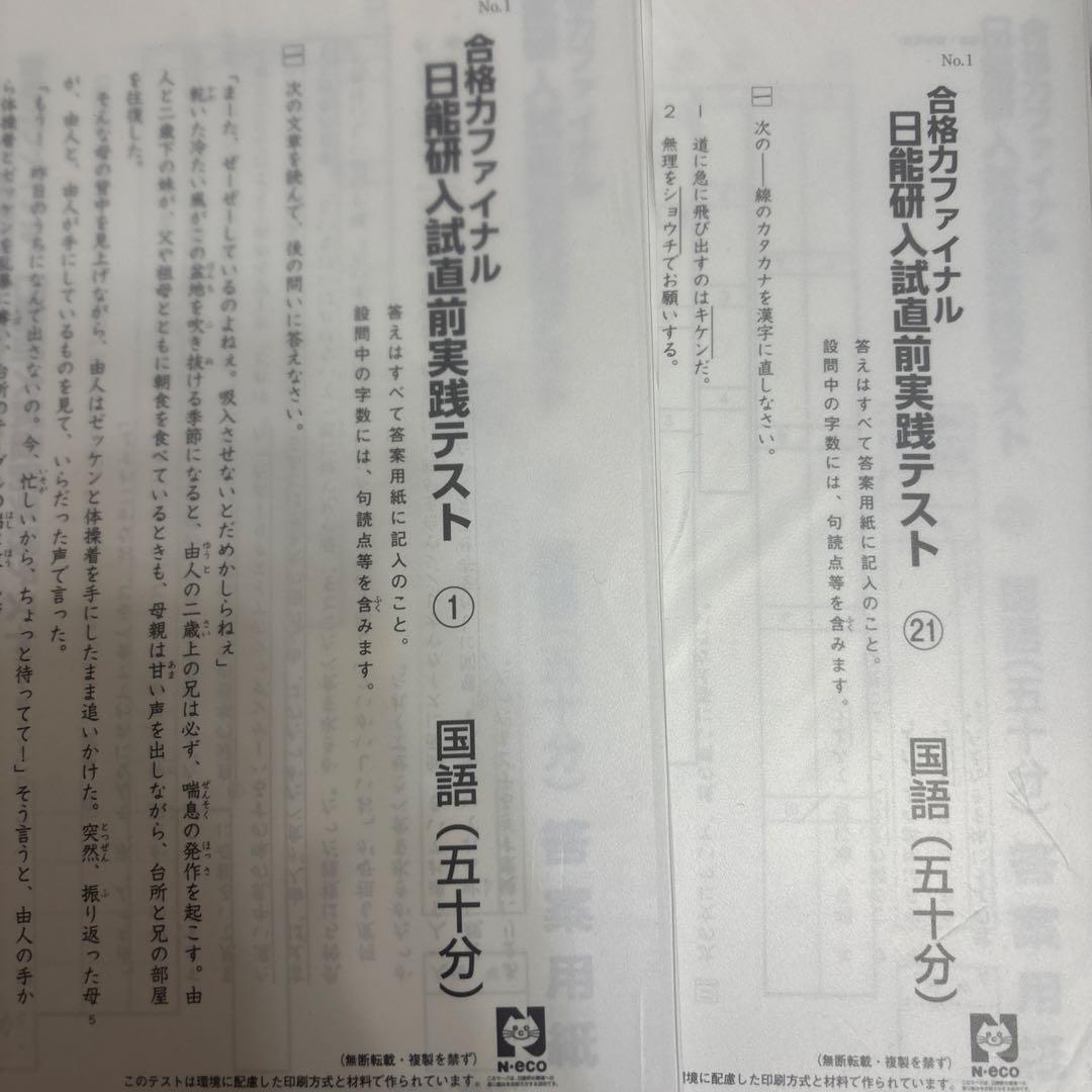 合格力ファイナル 日能研入試直前実践テスト まとめ売り