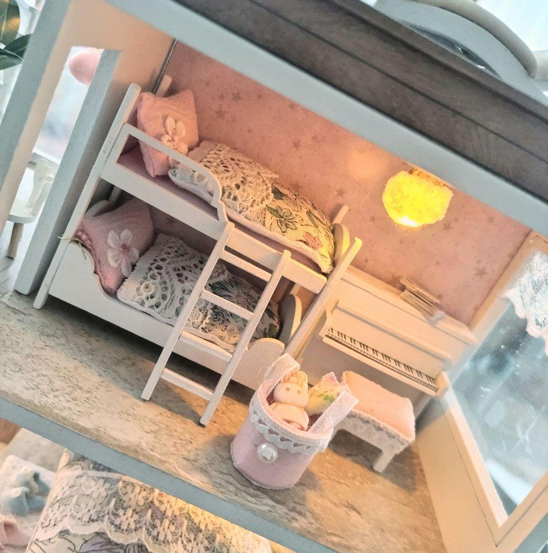 *完成品*ドールハウス 360度型 3階建て 屋上 プール オルゴール カバー付