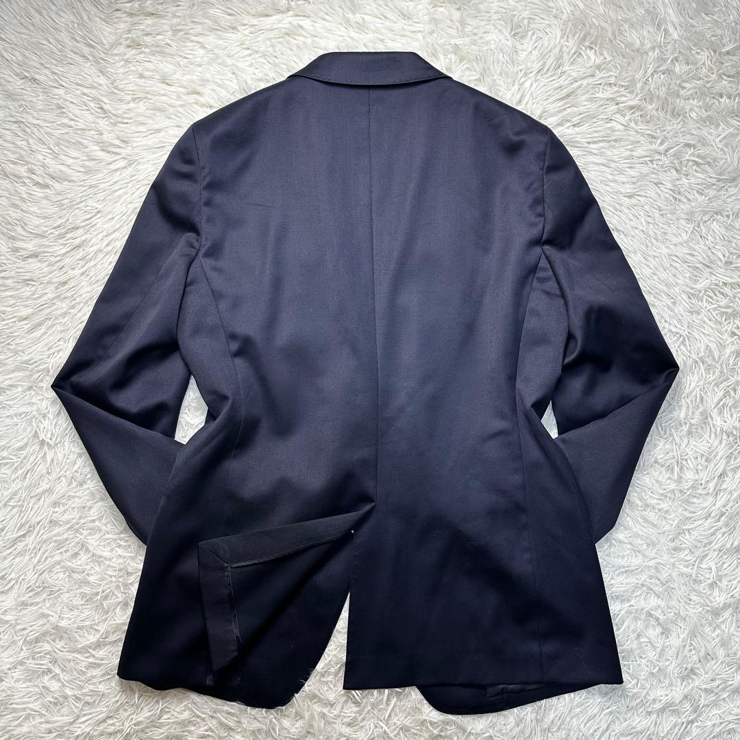 極美品 スーツセレクト 3ピース シルク混 光沢 リバーシブルジレネイビー A6