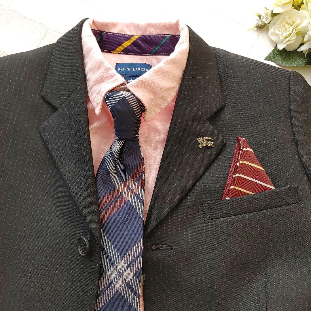 最終価格 BURBERRY 男の子 スーツ フルセット バッジ付 130 美品