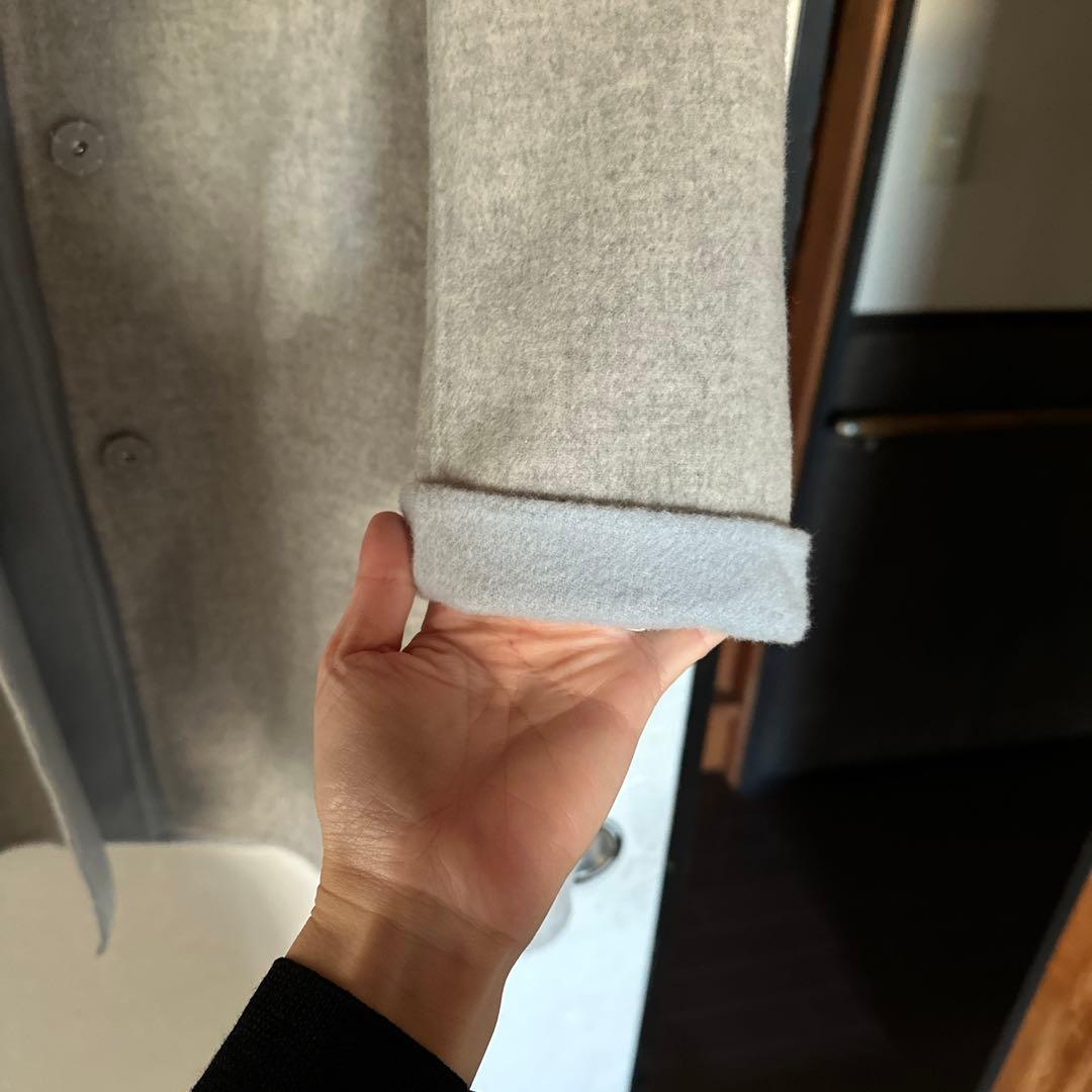 セオリー　ダブルフェイスコート　グレー×水色