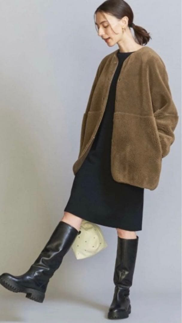 《美品》ビューティーアンドユース ボアフェイクムートン リバーシブルジャケット