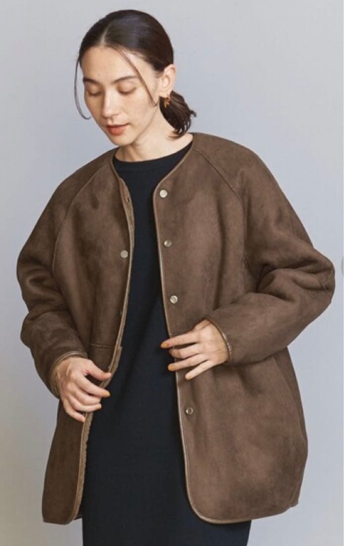 《美品》ビューティーアンドユース ボアフェイクムートン リバーシブルジャケット