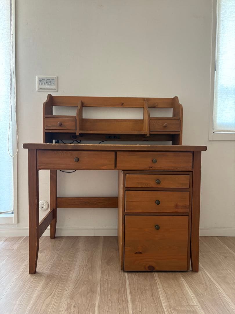 amy【モビリグランデ】ナチュラルウッドデスク 引き出し付き
