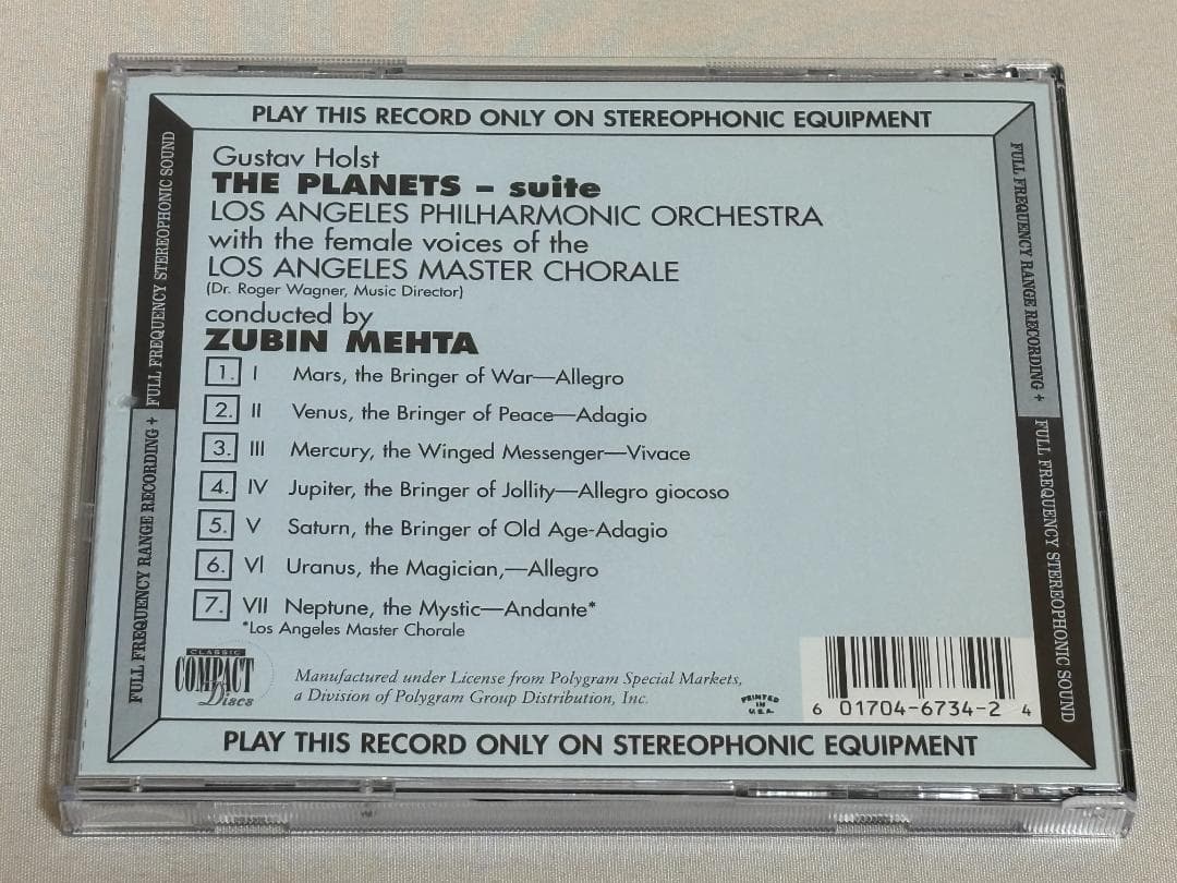 GOLD CD◇ホルスト 惑星組曲/ズービン・メータ CSCD6734◇S14M
