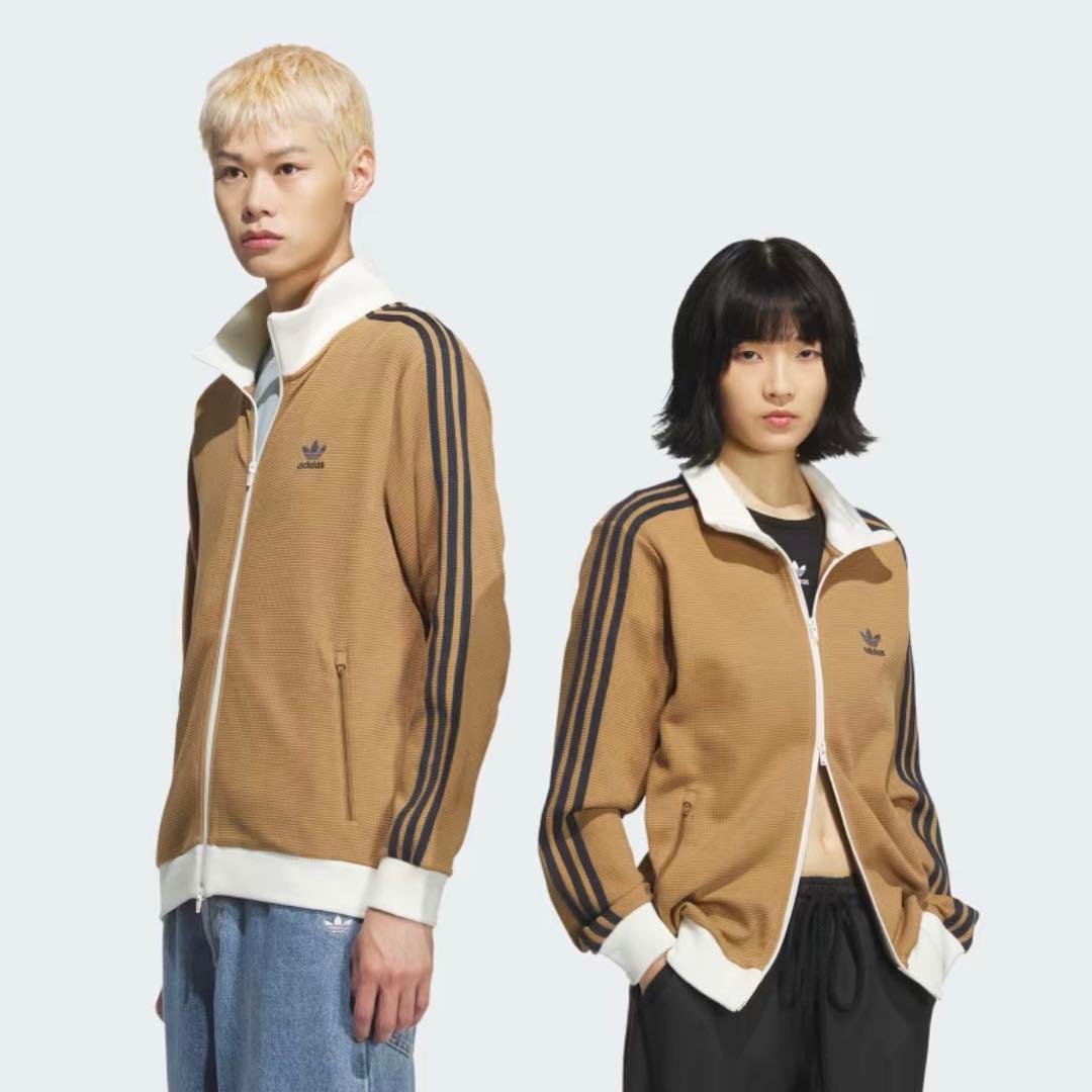 日本未発売カラー2XL茶⭐️adidasアディカラー刺繍 トラックトップ ワッフル