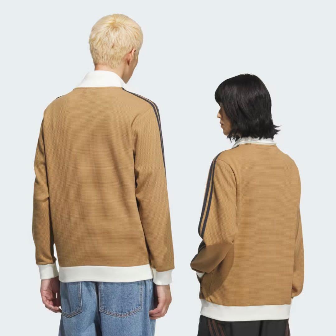 日本未発売カラー2XL茶⭐️adidasアディカラー刺繍 トラックトップ ワッフル