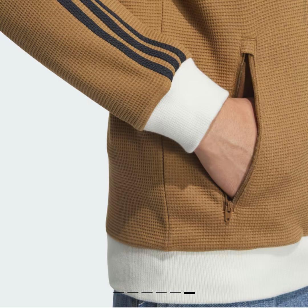 日本未発売カラー2XL茶⭐️adidasアディカラー刺繍 トラックトップ ワッフル