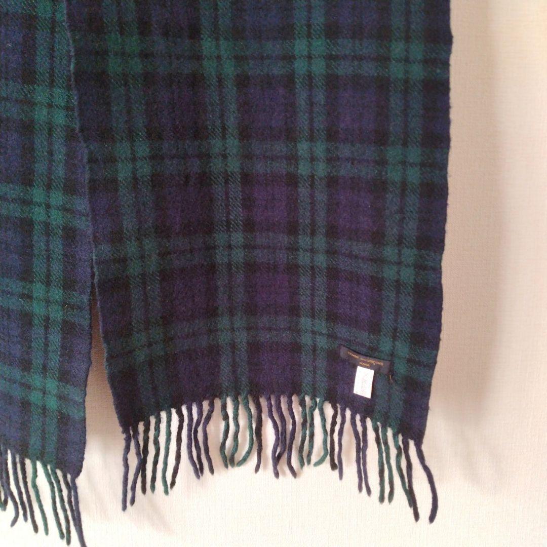 コムデギャルソンオム 縮絨 ウール マフラー ストール タータンチェック 緑 紺