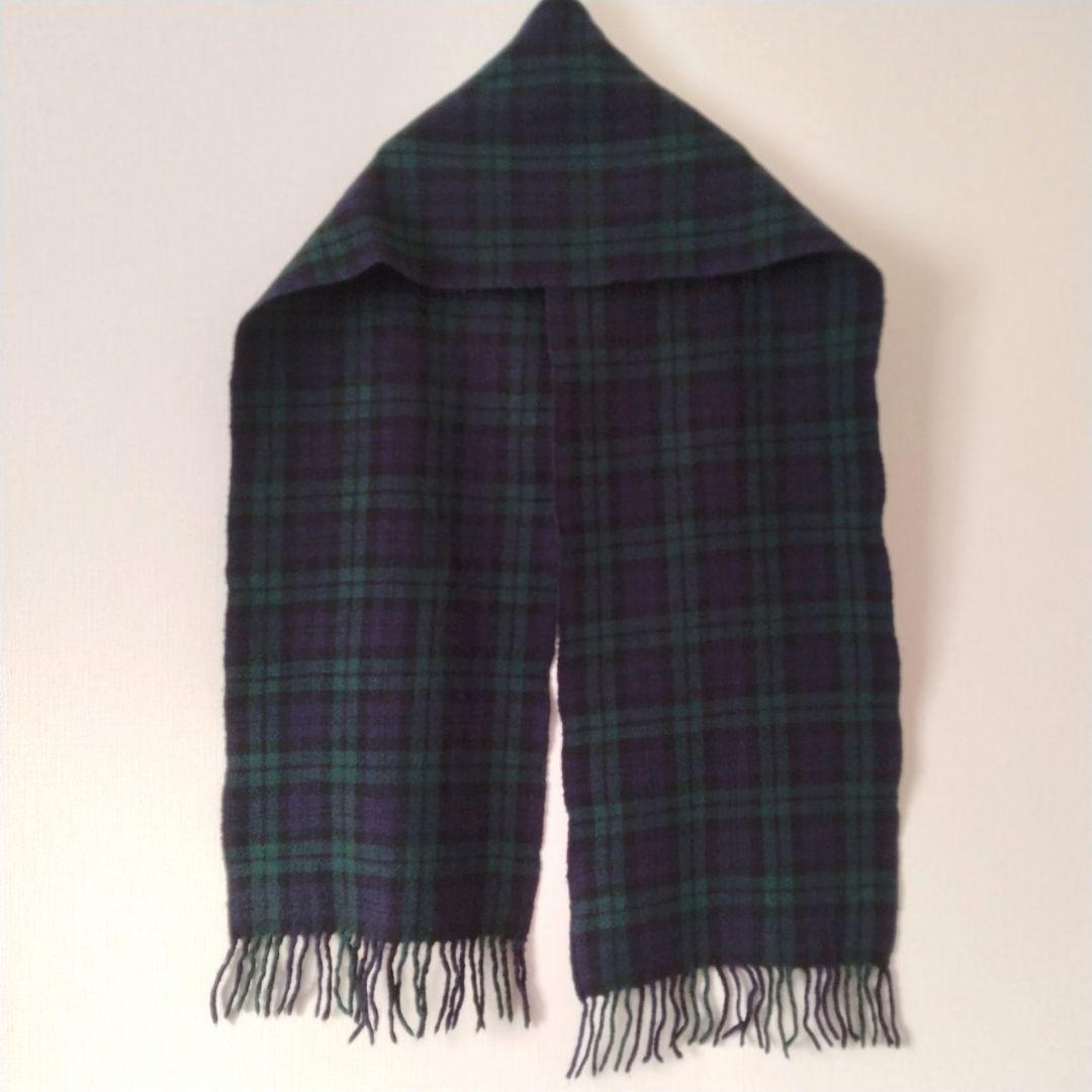 コムデギャルソンオム 縮絨 ウール マフラー ストール タータンチェック 緑 紺