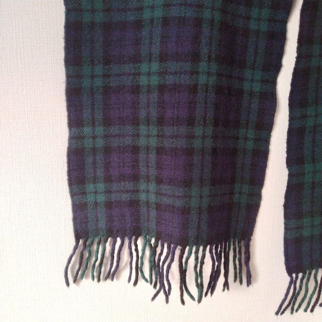 コムデギャルソンオム 縮絨 ウール マフラー ストール タータンチェック 緑 紺