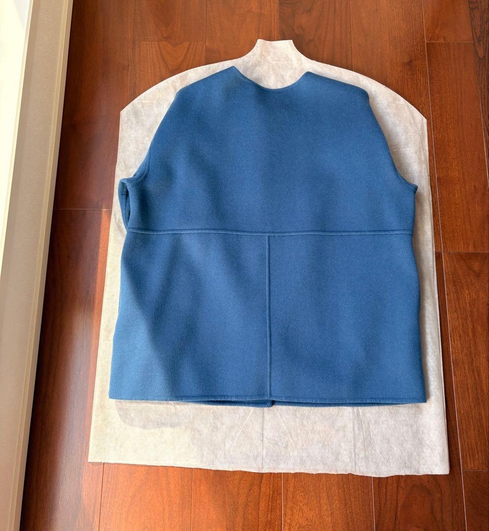 INDIVI ノーカラーリバーショートコート