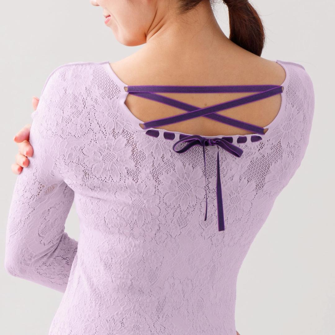 【新品】スクエアネック 後ろリボン 長袖 ノーソーイングニット チャコット