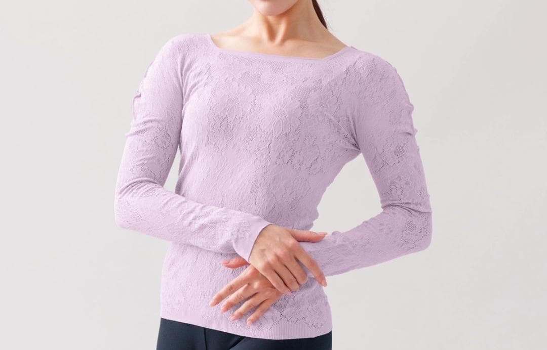 【新品】スクエアネック 後ろリボン 長袖 ノーソーイングニット チャコット