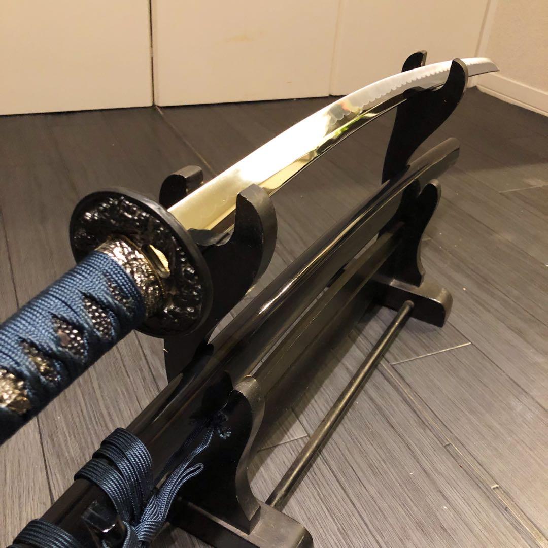 高級模造刀　高級居合刀　優波紋　亜合金刀身　名刀　居合刀　緑藍拵え