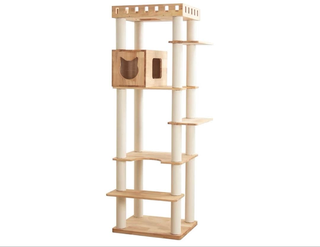 なになにLife キャットタワー 木製 天然木 大型 据え置き 高さ187cm