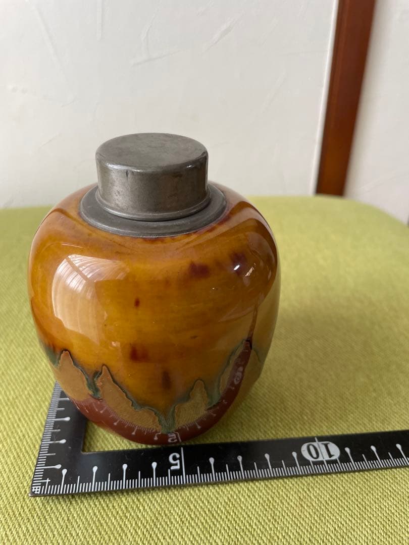 煎茶道具　陶製錫口茶心壺　茶入れ
