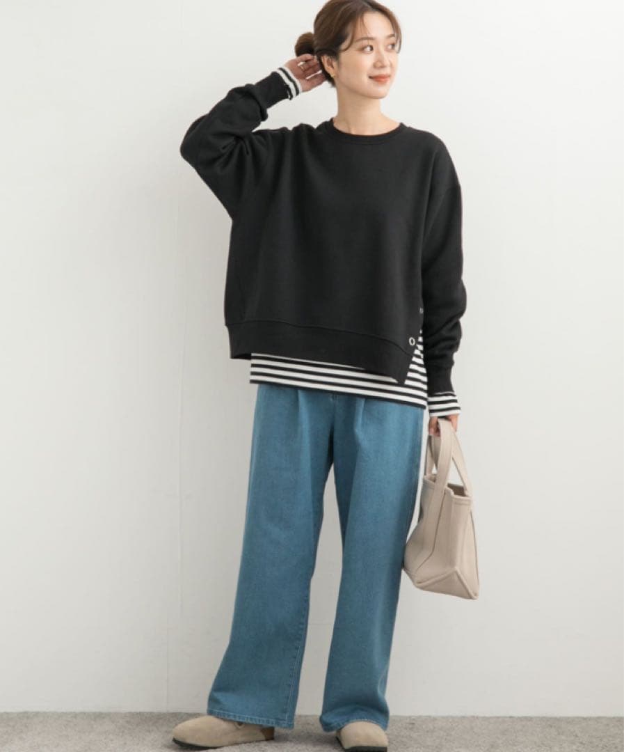 【新品・タグ付き】 『 UR TECH』　裏起毛サイド釦スウェット BLACK