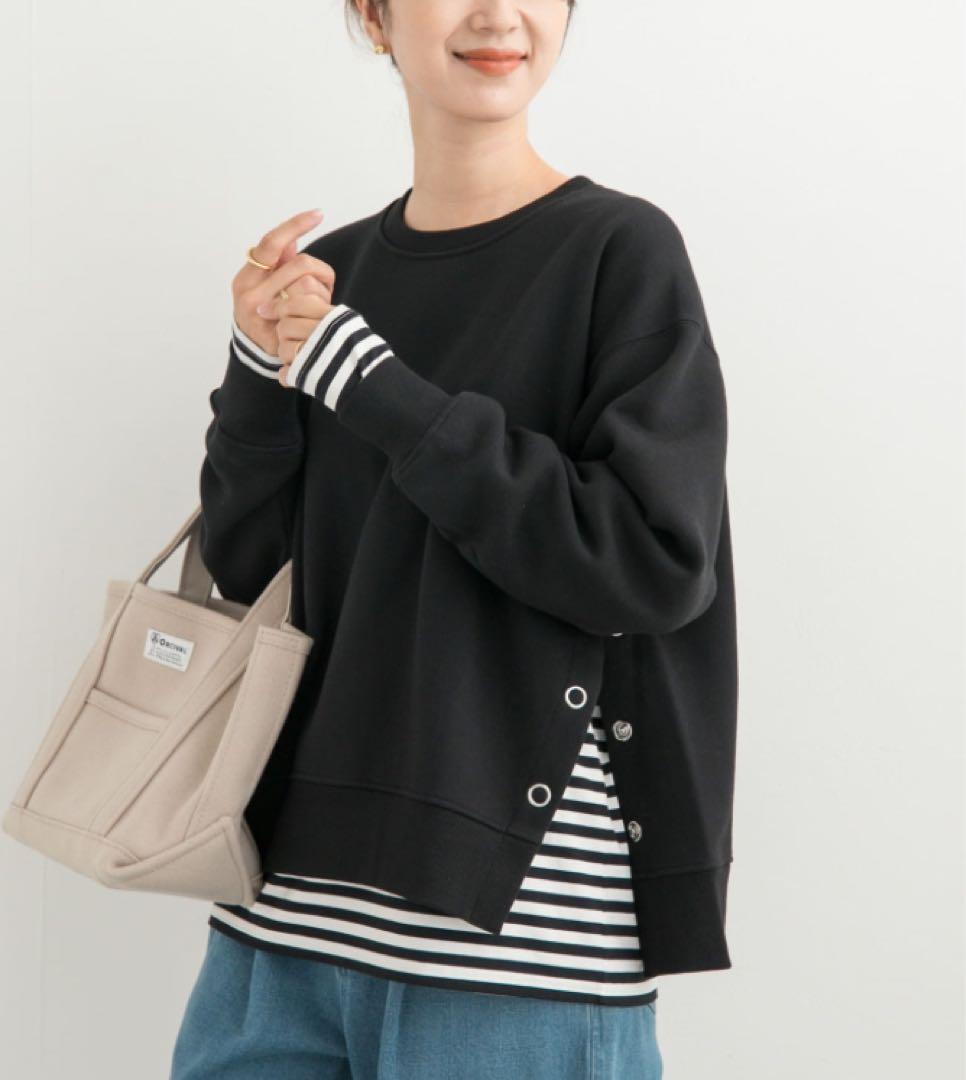 【新品・タグ付き】 『 UR TECH』　裏起毛サイド釦スウェット BLACK