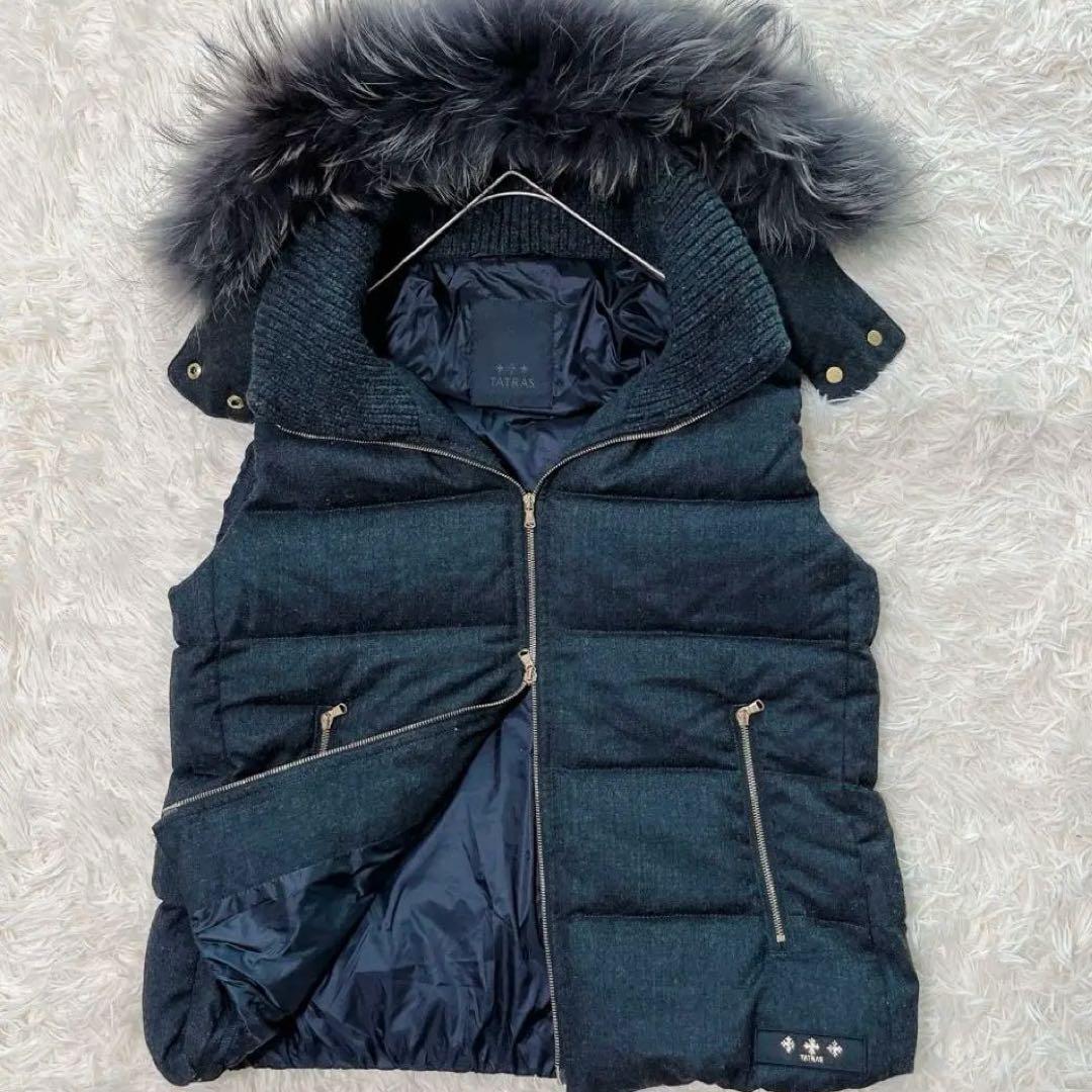 定番 TATRAS ダウンベスト LUSERA フード ファー L 03 グレー