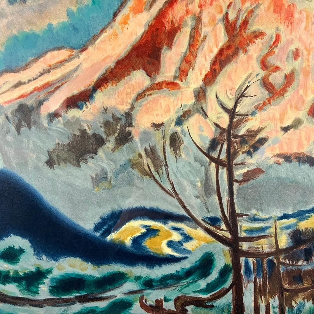 美品 小山敬三「浅間山」リトグラフ 落款有り 証明シール有 額縁入り