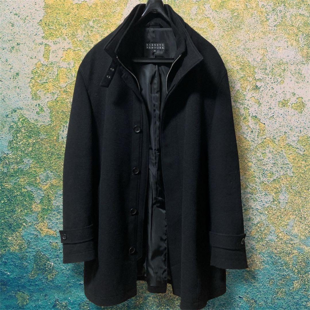 超美品 バーニーズニューヨーク ウール カシミヤ混 コート ビジネスコート 黒