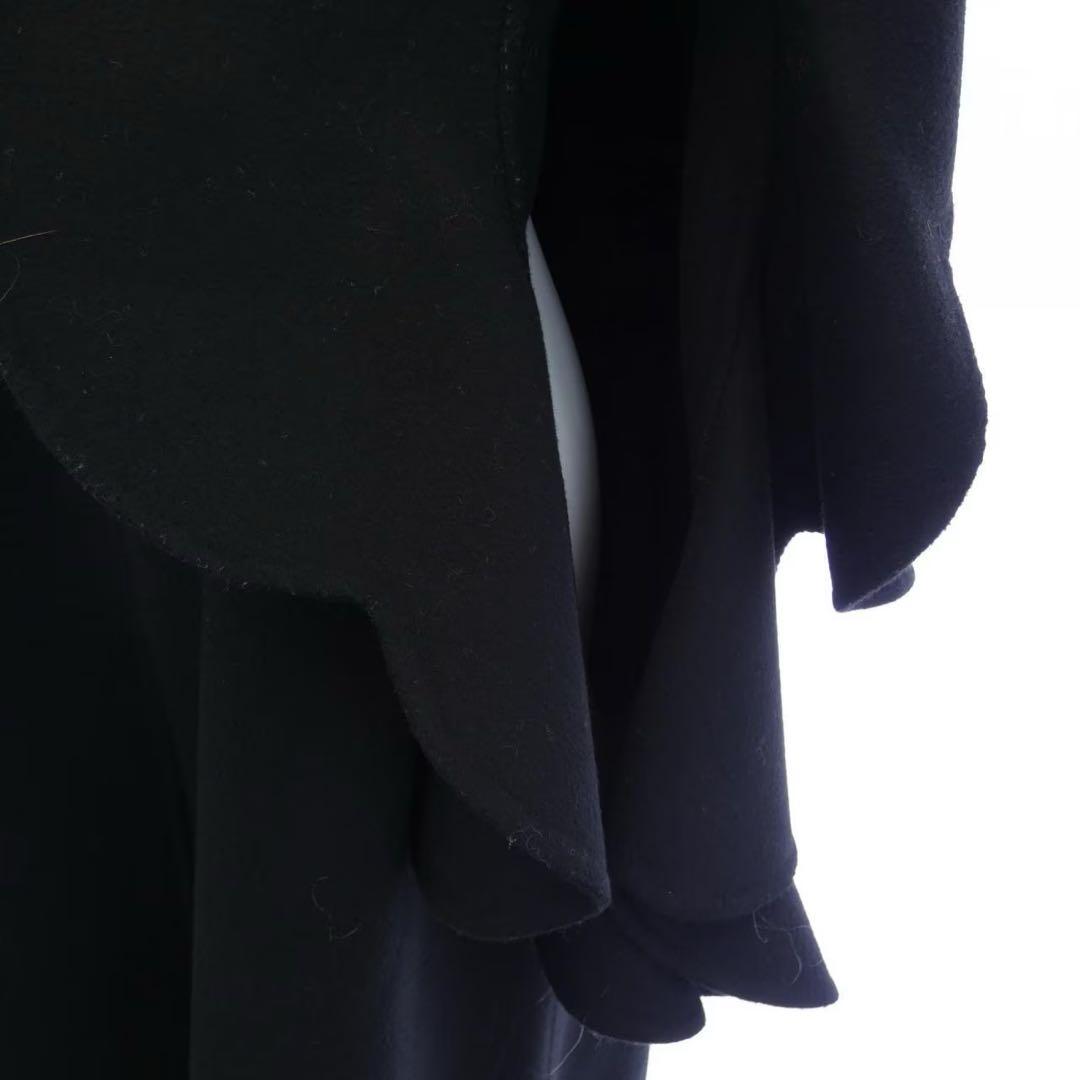 VALENTINO ラッフルフリル ケープコート ブラック　38