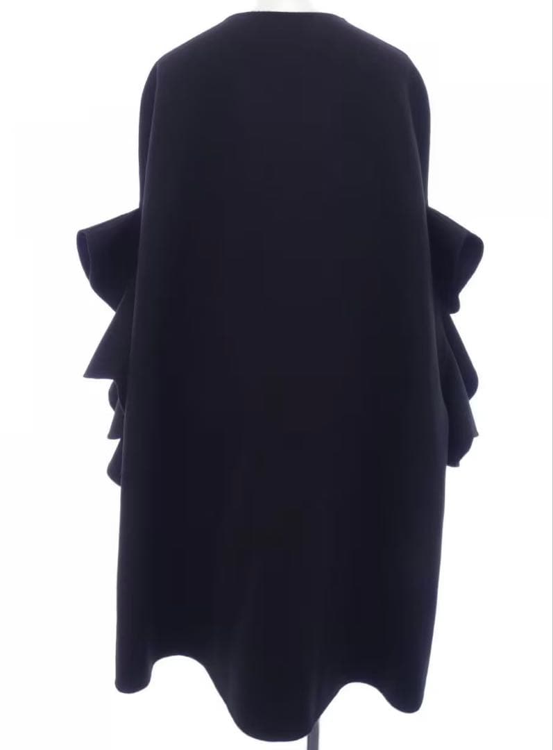 VALENTINO ラッフルフリル ケープコート ブラック　38