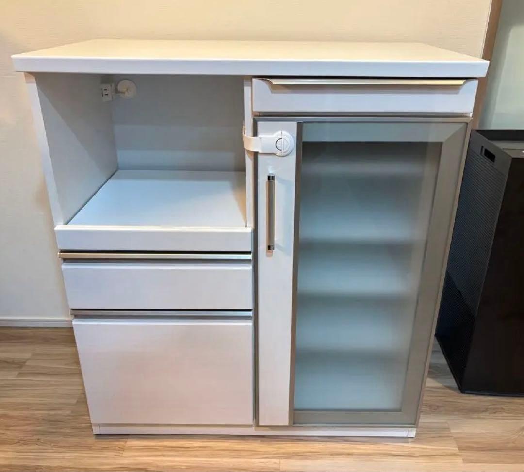 ホワイト 食器棚 引き出し付き