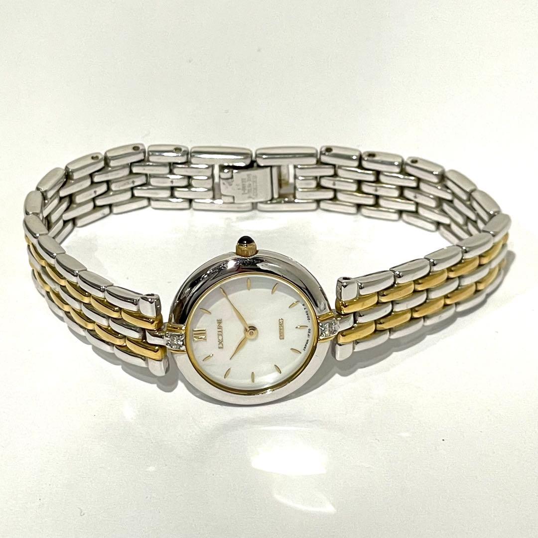 ★セイコー エクセリーヌ 1F20-0J50 シェル文字盤 腕時計 現状品