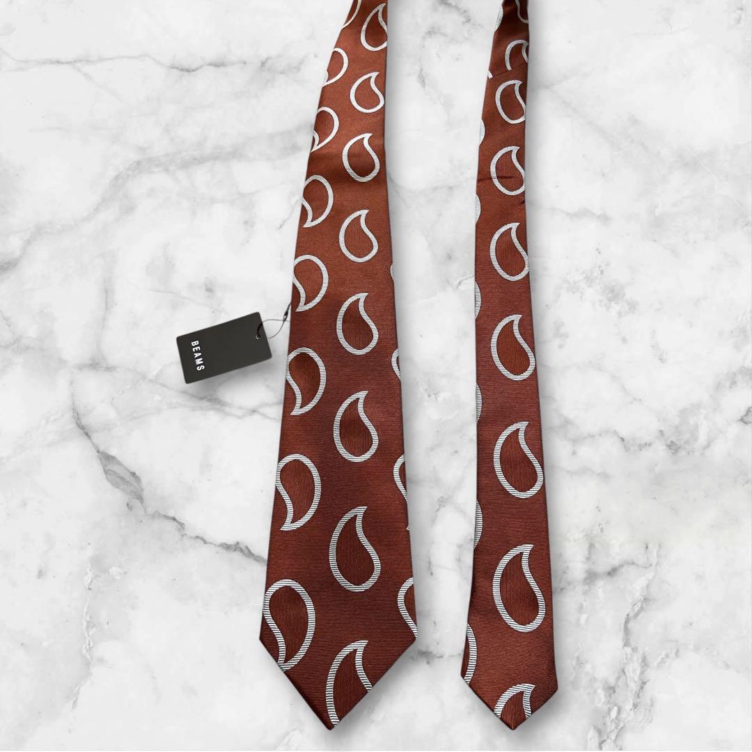 【未使用】DRAKE'S ドレイクス　ネクタイ　小紋柄　タグ付き　ブラウン