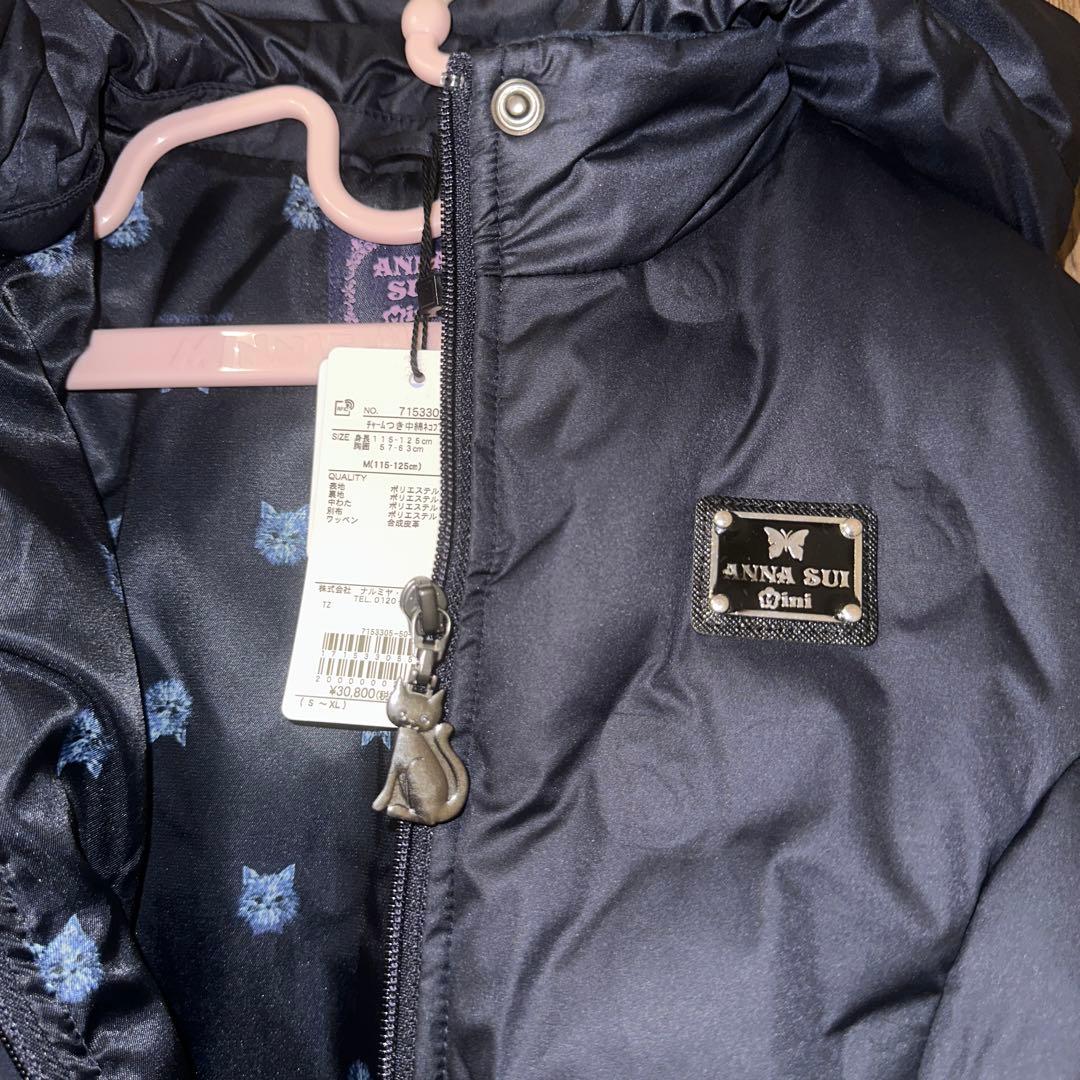 花*花様 新品タグ付き　ANNA SUI mini 中綿ネコブルゾン　紺115-