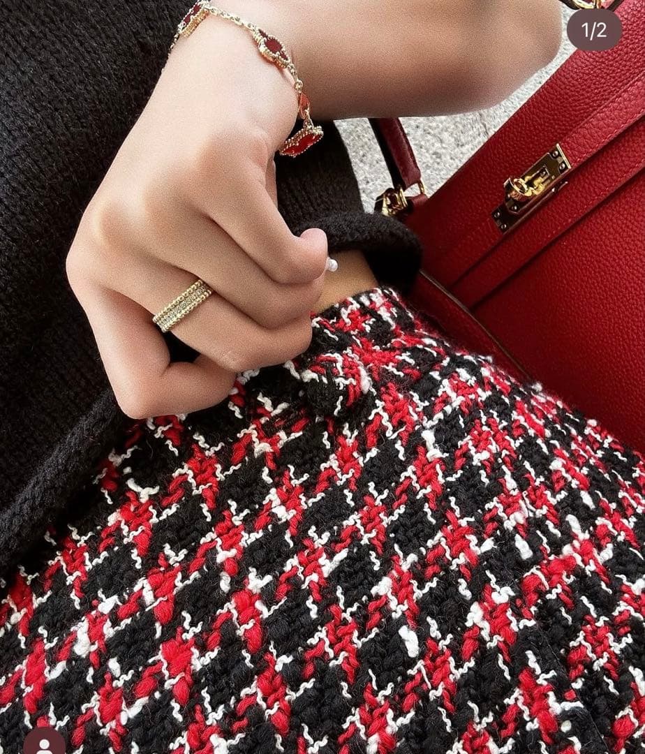 シェリエ　sheller ツイードミニスカート