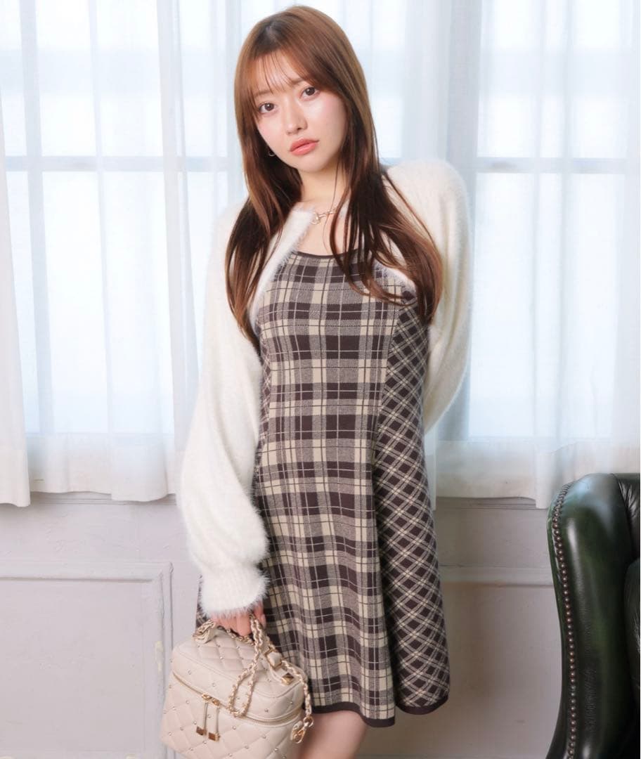 LIP SERVICE フェザーチェックアンサンブル M