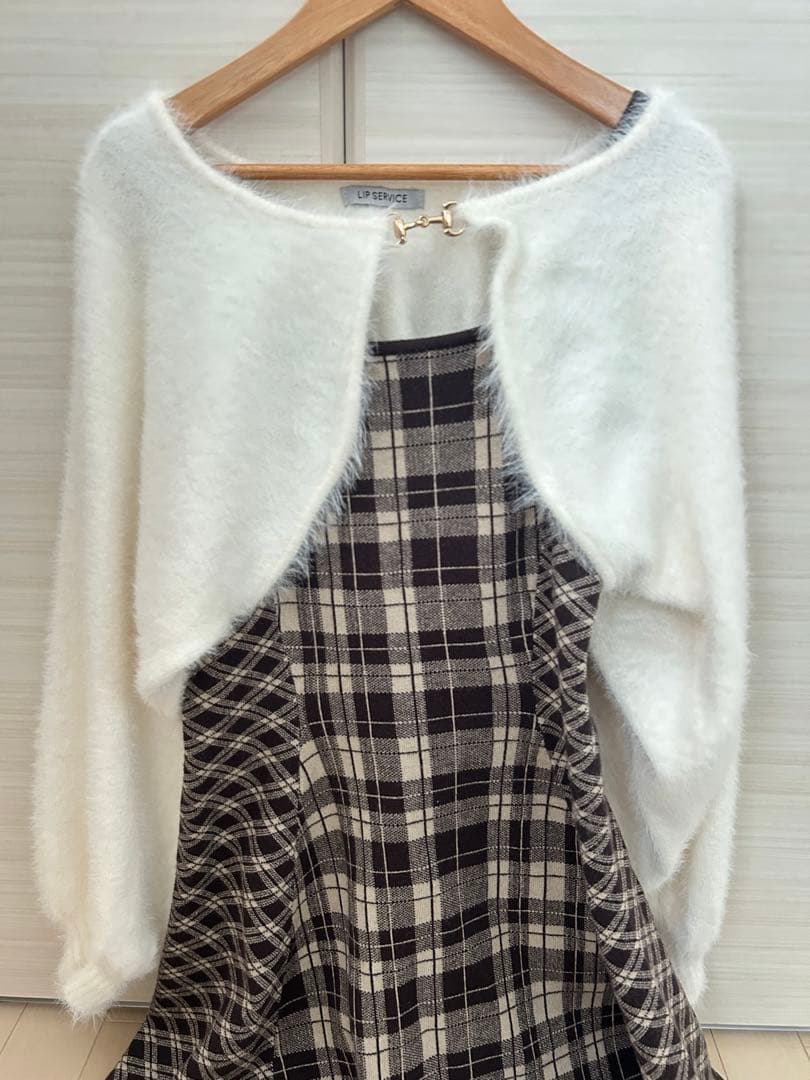 LIP SERVICE フェザーチェックアンサンブル M