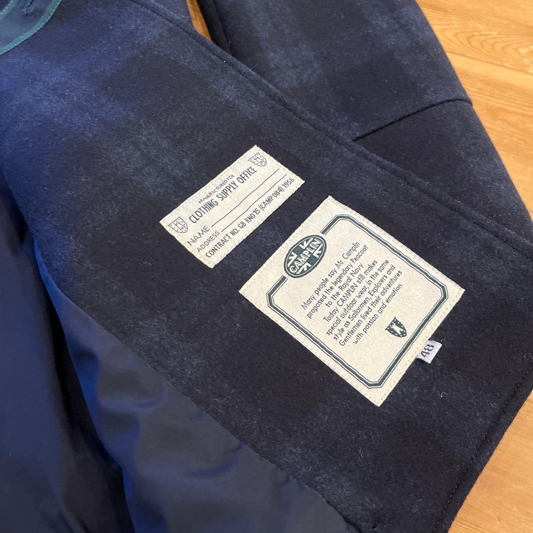 CAMPLIN イタリア製ウールピーコート チェック