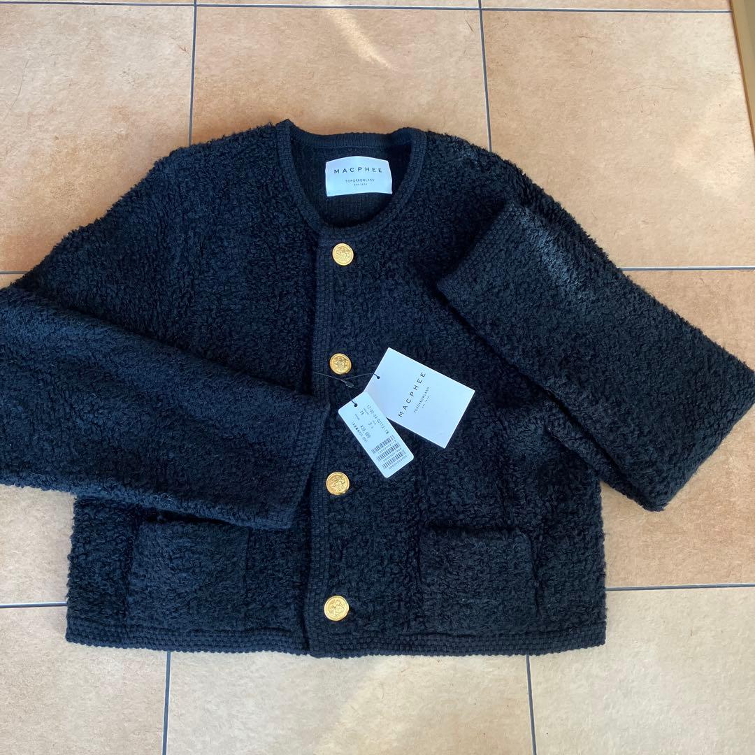 新品未着用タグ付MACPHEE ノーカラージャケット ブラック