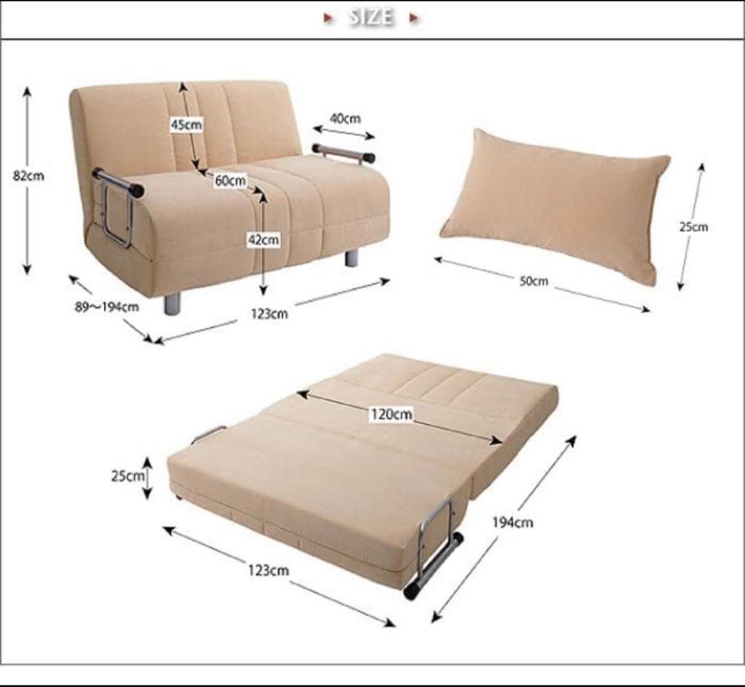 清水さん専用カウチソファベッド　ベット　セミダブル　クッション付き　ブラック