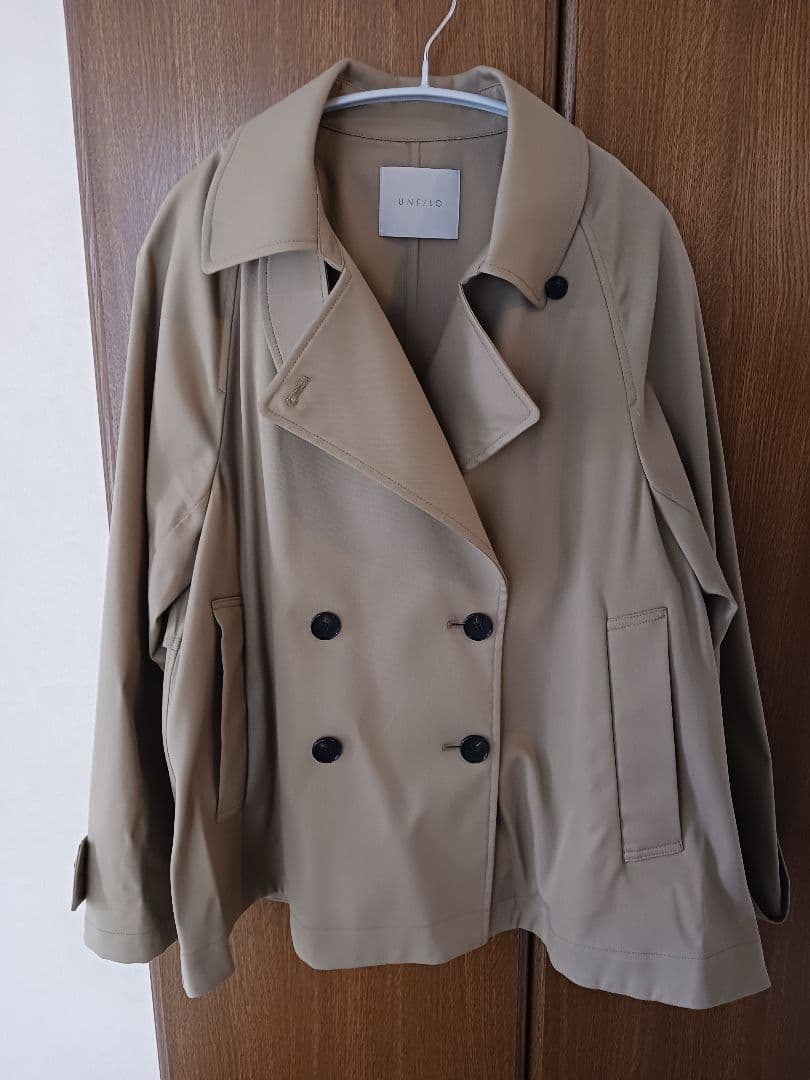 UNFILO 【洗える】ショート トレンチコート　Sサイズ キャメル