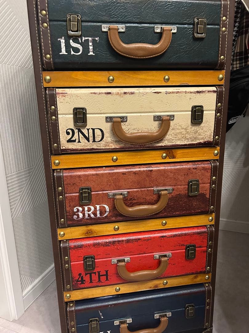 トランク型5段引き出しタンス　アンティーク調