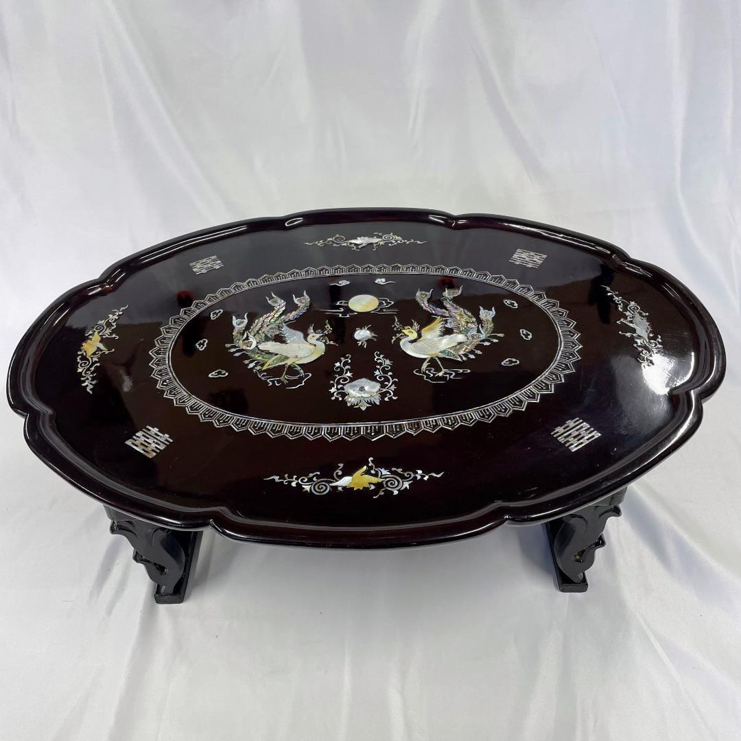 韓国伝統工芸 螺鈿細工 貝殻細工　ローテーブル　座卓　折り畳み　DN-B0080