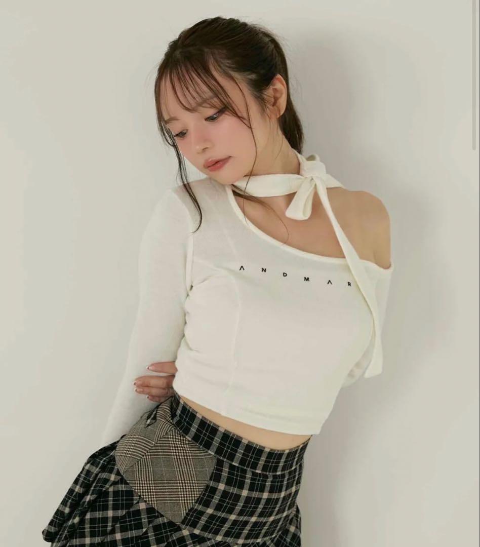 ANDAMARY オフショルダーリボントップス
