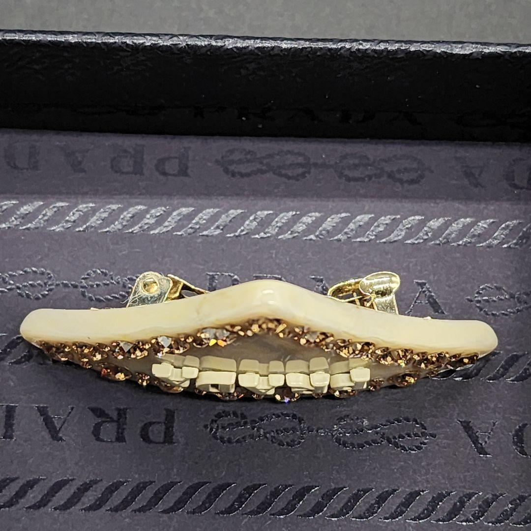 【Mogami】 プラダ　三角ロゴ　バレッタ　ラインストーン　付属品付き