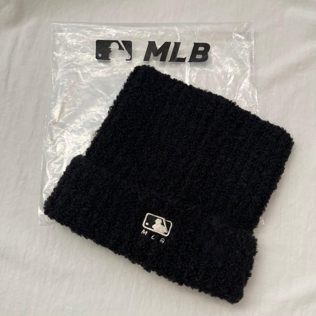 ラスト1点【新品】 韓国限定 MLB Korea 黒 猫耳ニット帽 カリナ着用